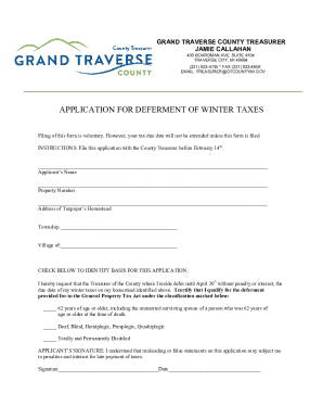 Michigan Winter Tax Deferment Application