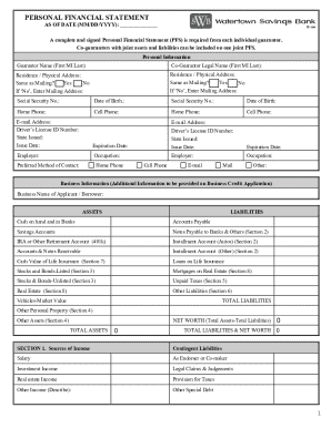 Personal Financial Statement Form