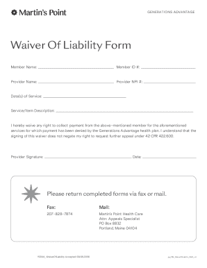 Generations Advantage Waiver Of Liability Form