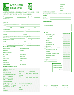 Elevator Subcode Permit Application