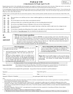 PAR-Q Health Questionnaire