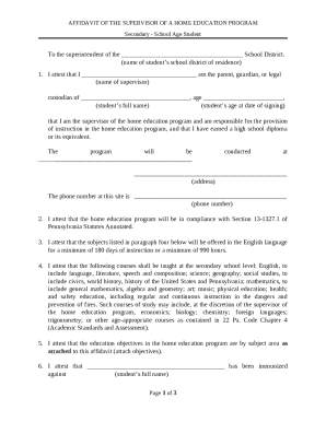 Affidavit of Home Education Program Supervisor