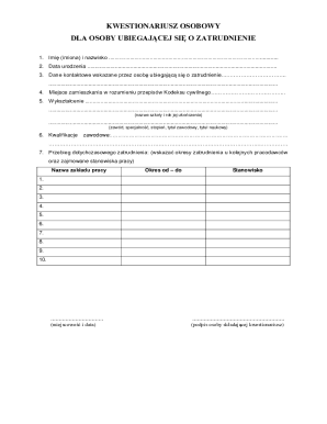 Employment Application Form