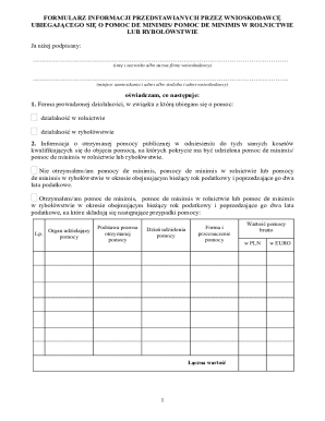 De Minimis Aid Application Form