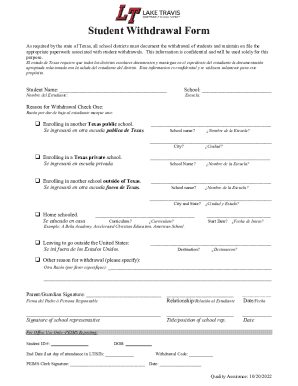 Student Withdrawal Form