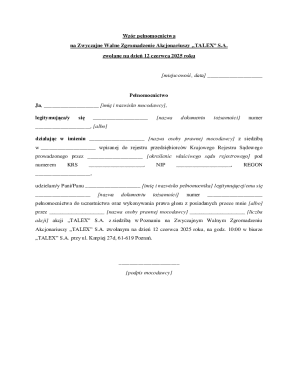 Power of Attorney for TALEX S.A. Shareholders Meeting