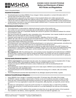 Housing Choice Voucher Program Notice and Disclosure