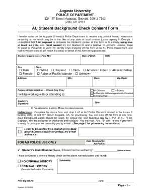 AU Student Background Check Consent Form