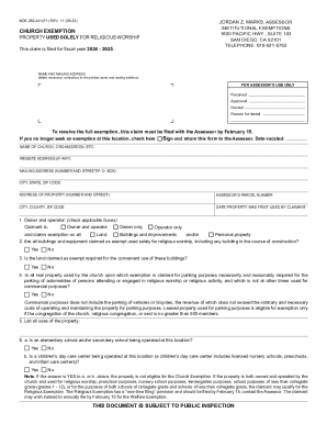 California Church Exemption Form