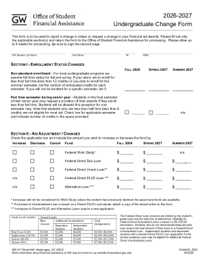 Undergraduate Change Form