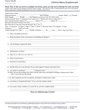 Criminal History Questionnaire