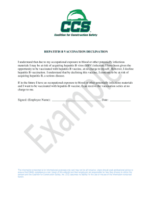Hepatitis B Vaccination Declination Form