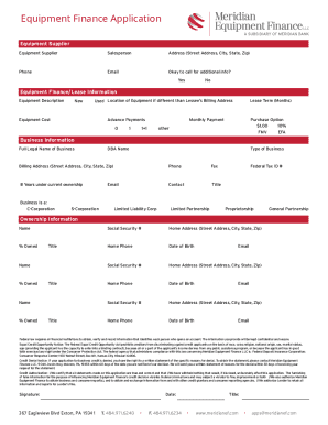 Equipment Finance Application