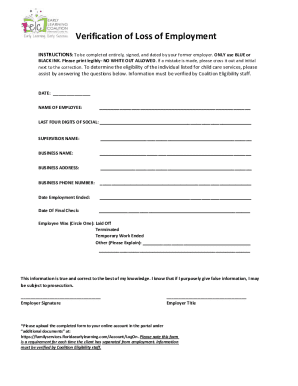 Verification of Loss of Employment