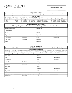 Change of Account Form