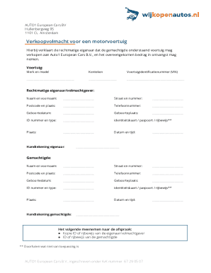 Motor Vehicle Power of Attorney