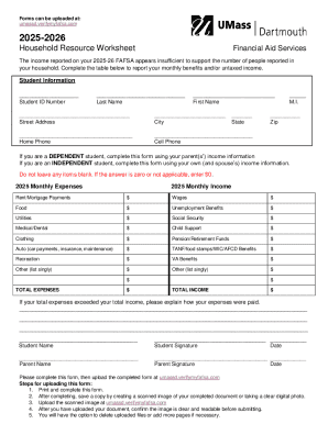 Household Resource Worksheet