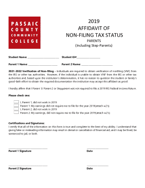 Affidavit of Non-Filing Tax Status