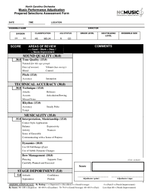 North Carolina Orchestra Music Performance Adjudication Form
