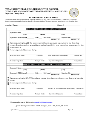 Texas Supervisor Change Form