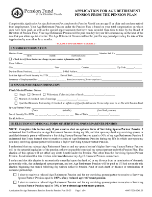Age Retirement Pension Application Form