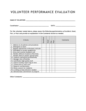 Volunteer Performance Evaluation