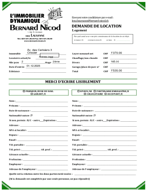Swiss Rental Application Form