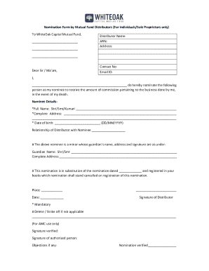 Nomination Form by Mutual Fund Distributors