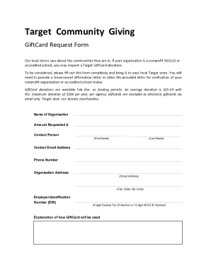 Target GiftCard Request Form