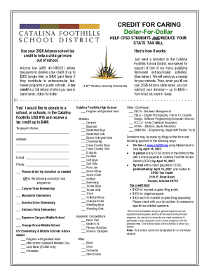 Arizona School Tax Credit Donation Form