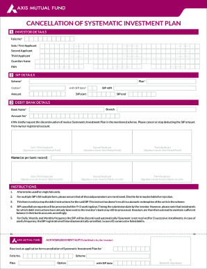 SIP Cancellation Form