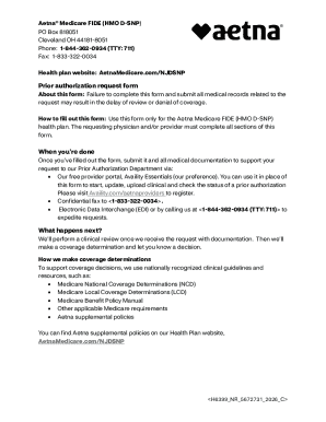 Aetna Medicare FIDE Prior Authorization Form