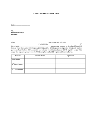 KRA & CKYC Fetch Consent Letter