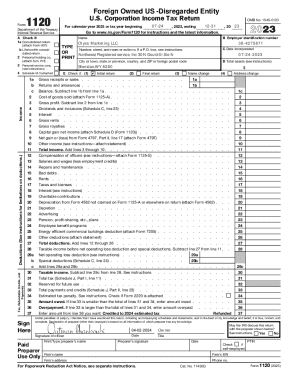 US Corporation Income Tax Return Form 1120