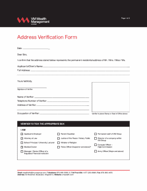 VMWealth Address Verification Form