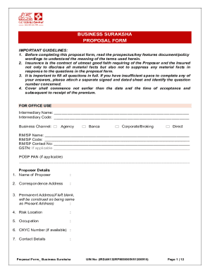 Business Suraksha Proposal Form