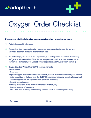 Oxygen Order Checklist