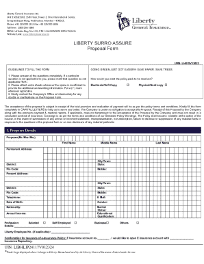 Liberty Surro Assure Proposal Form