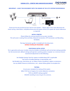 Dorani CCTV Startup and Handover Document