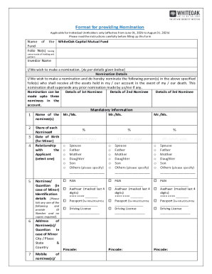 WhiteOak Capital Mutual Fund Nomination Form