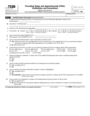 IRS Form 7220 Prevailing Wage and Apprenticeship