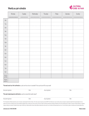 Weekly Au Pair Schedule