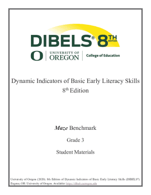 DIBELS 8th Edition Maze Benchmark Grade 3