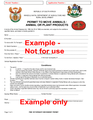 South Africa Animal Movement Permit