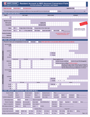 Resident to NRO Account Conversion Form