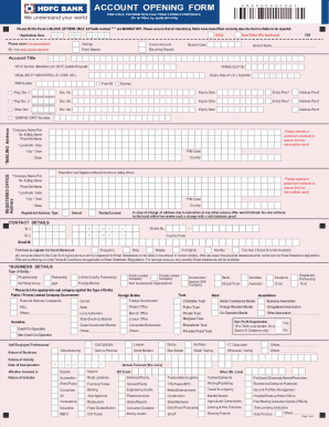 HDFC Bank Account Opening Form