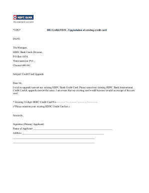 HDFC Credit Card Upgrade Request