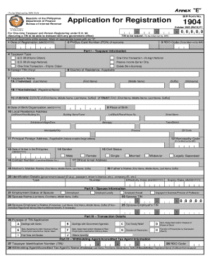 BIR Form 1904 Application for Registration