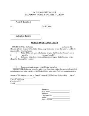 Motion to Determine Rent