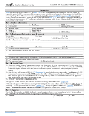 Form CIE-155, Request for STEM OPT Extension
